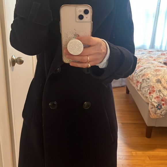 Derek Lam Oversized Wool Coat -Navy - Picture 3 of 11